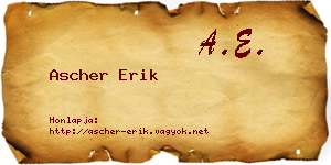 Ascher Erik névjegykártya